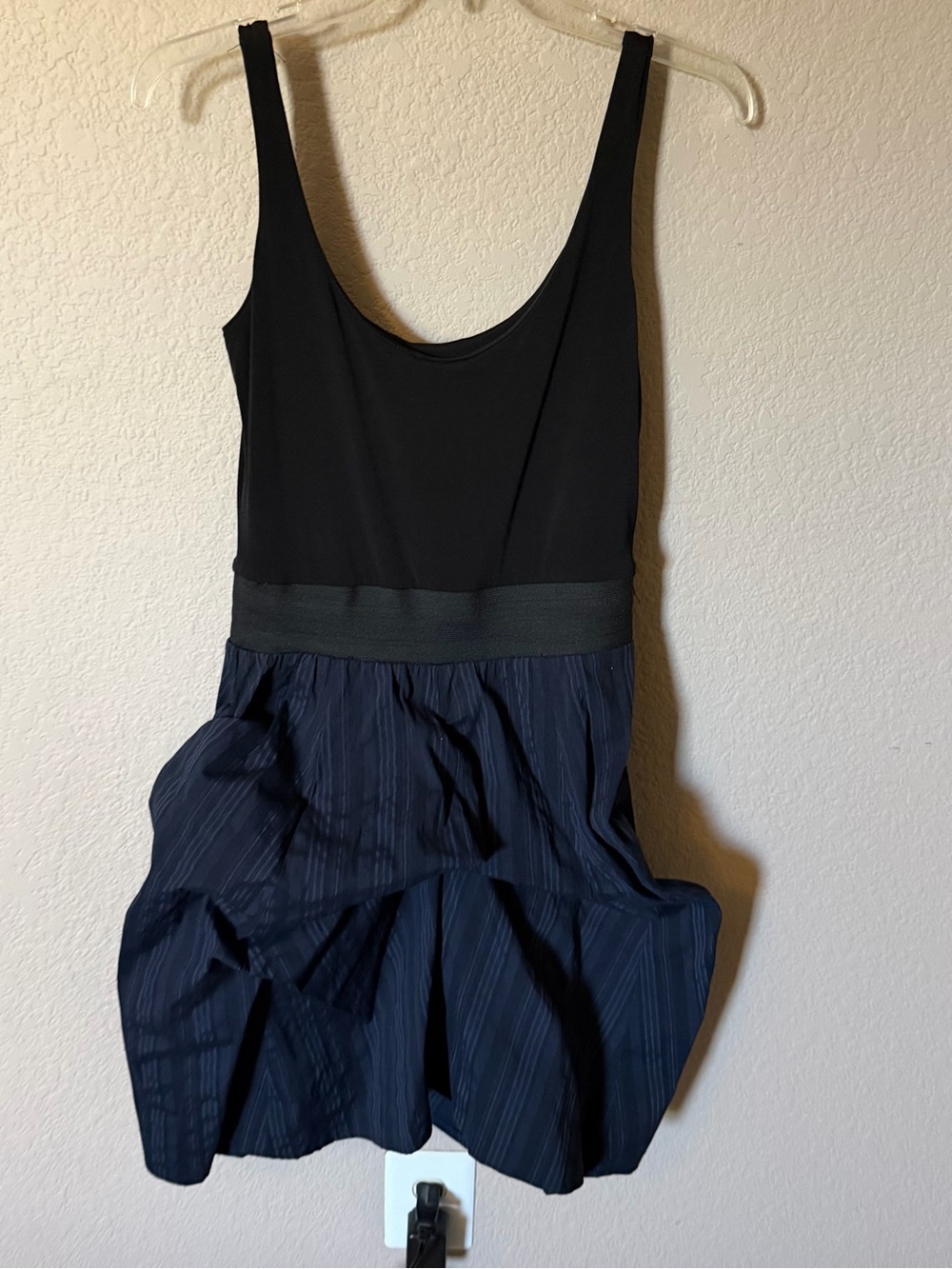 LIME Womens Small Black Navy Puff Dress Sleeveless Cute Cocktail Party